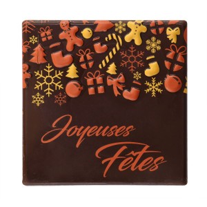 2 Troncos de Navidad Cuadrados Extremos Relieve Decoracin Navidea - Chocolate Oscuro