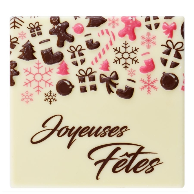 2 Troncos Cuadrados Yule Extremos Relieve Decoracin Navidea - Chocolate Blanco 