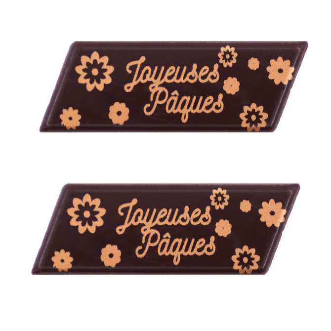 2 Obleas Doradas Felices Pascuas - Chocolate Negro 