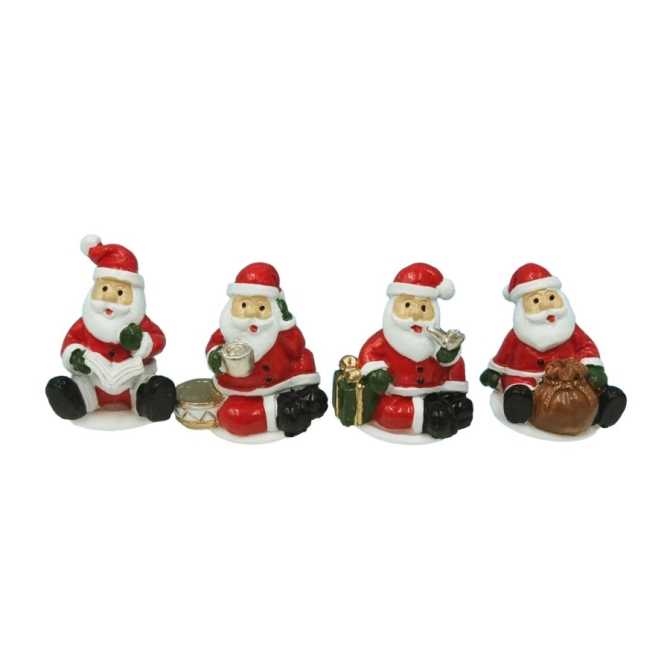 4 pas de Pap Noel sentado (3, 9 cm) - Poliresina 