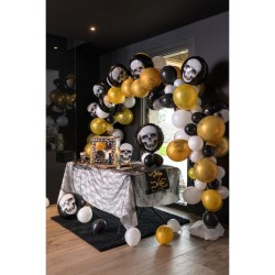 Arco 50 Globos Esqueleto Negro / Blanco / Oro. n1