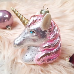 Decoracin para colgar Cabeza de Unicornio Rosa (11 cm) - Cristal. n1