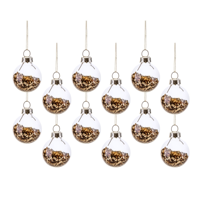 12 mini bolas navidad doradas ( 3 cm) - Cristal 