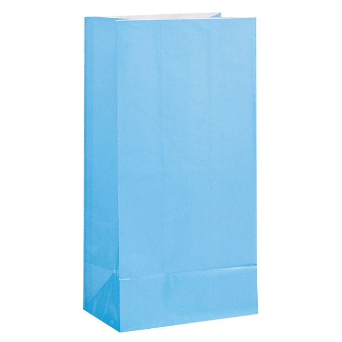 12 bolsas de papel azul cielo 