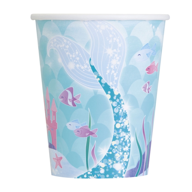 8 vasos de princesa sirena 