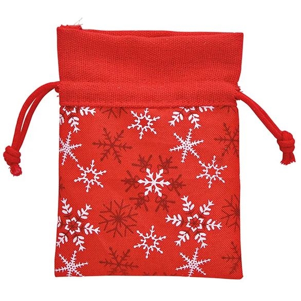 1 pequea bolsa de regalo de copo de nieve rojo - 13 cm 