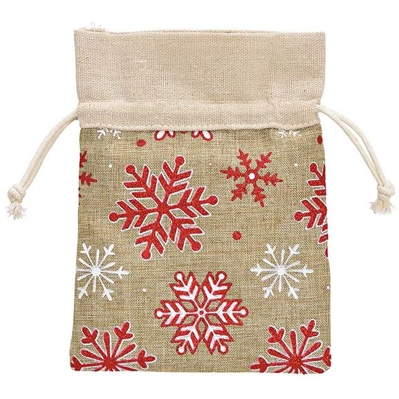 1 bolsa de regalo de copo de nieve beige - 18 cm 