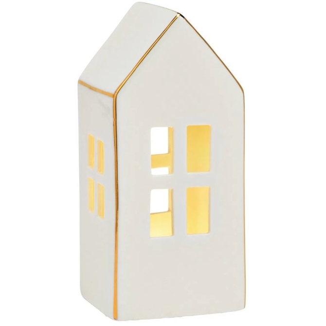 Casa con LED Blanco 15 cm - Porcelana 