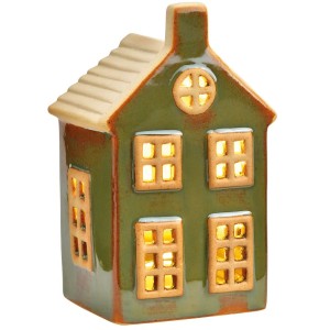 Casita con LED Verde 11 cm - Cermica