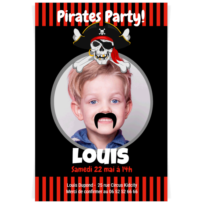 Invitacin para personalizar - Foto Fiesta Pirata 