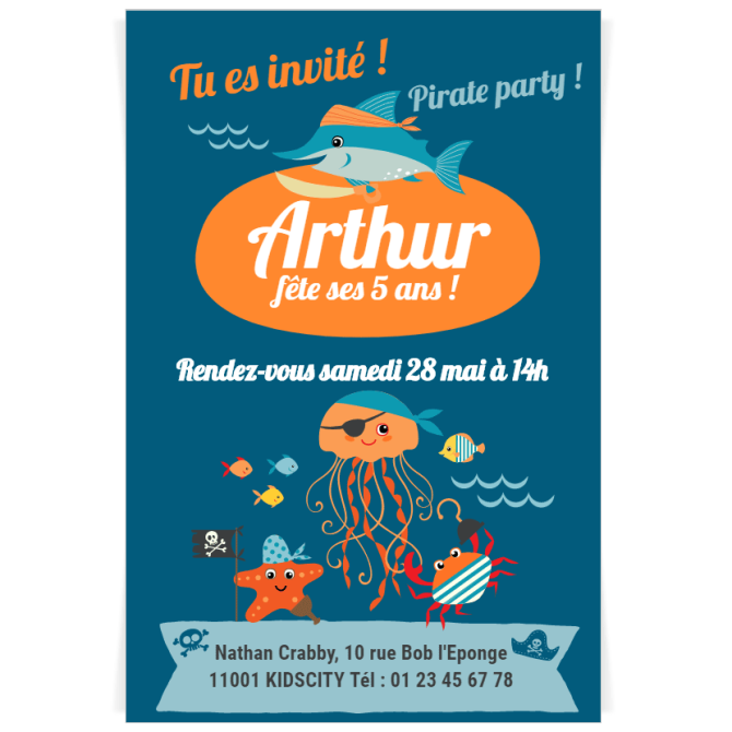 Invitacin para personalizar - Pirate Ahoy! Asombrado 