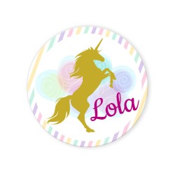 Discos para cupcakes para personalizar - Unicornio Dorado. n2