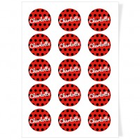 Discos para cupcakes para personalizar - Lunares negros/rojos