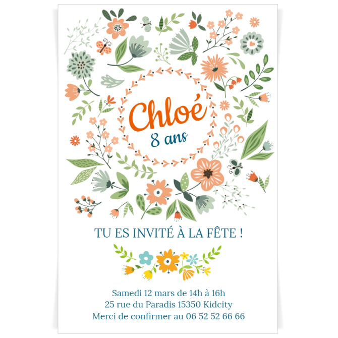 Invitacin para personalizar - Flores Primaverales Versin 1 