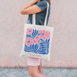 Tote bag para personalizar - Flores tropicales rosas. n5