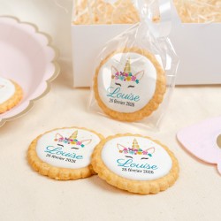 Galleta personalizada - Unicornio Flores. n1