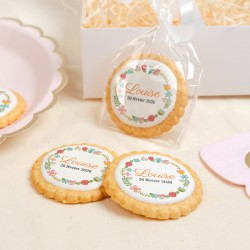 Galleta personalizada - Corona de flores. n1