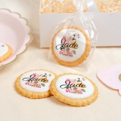 Galleta personalizada - Flores pastel. n1