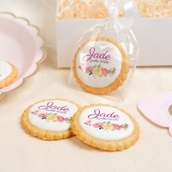 Galleta personalizada - Guirnalda de flores. n1