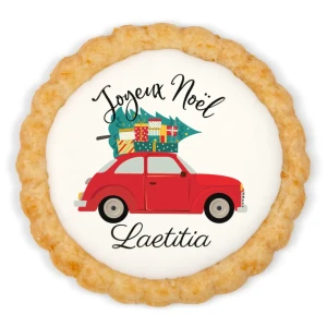 Galleta personalizada - Coche navideo vintage