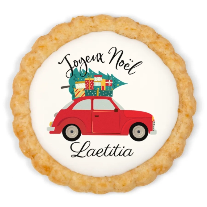 Galleta personalizada - Coche navideo vintage 