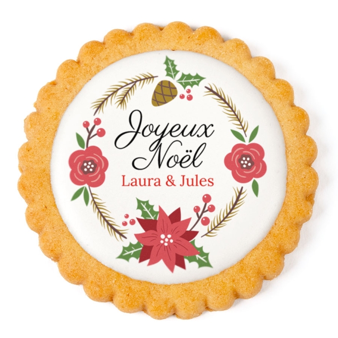 Galleta personalizada - Rosa de Navidad 