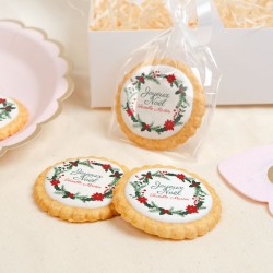 Galleta personalizada - Flores navideas. n1