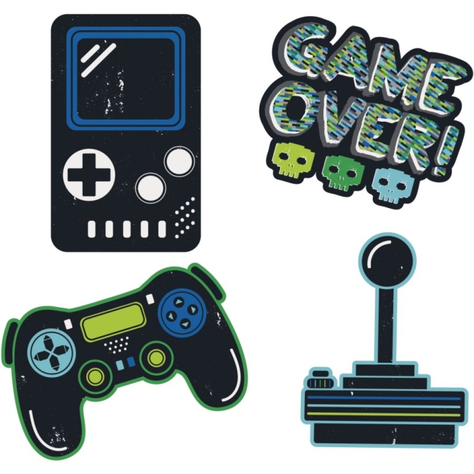 Set de 4 Decoraciones de Pared Gamer Birthday 